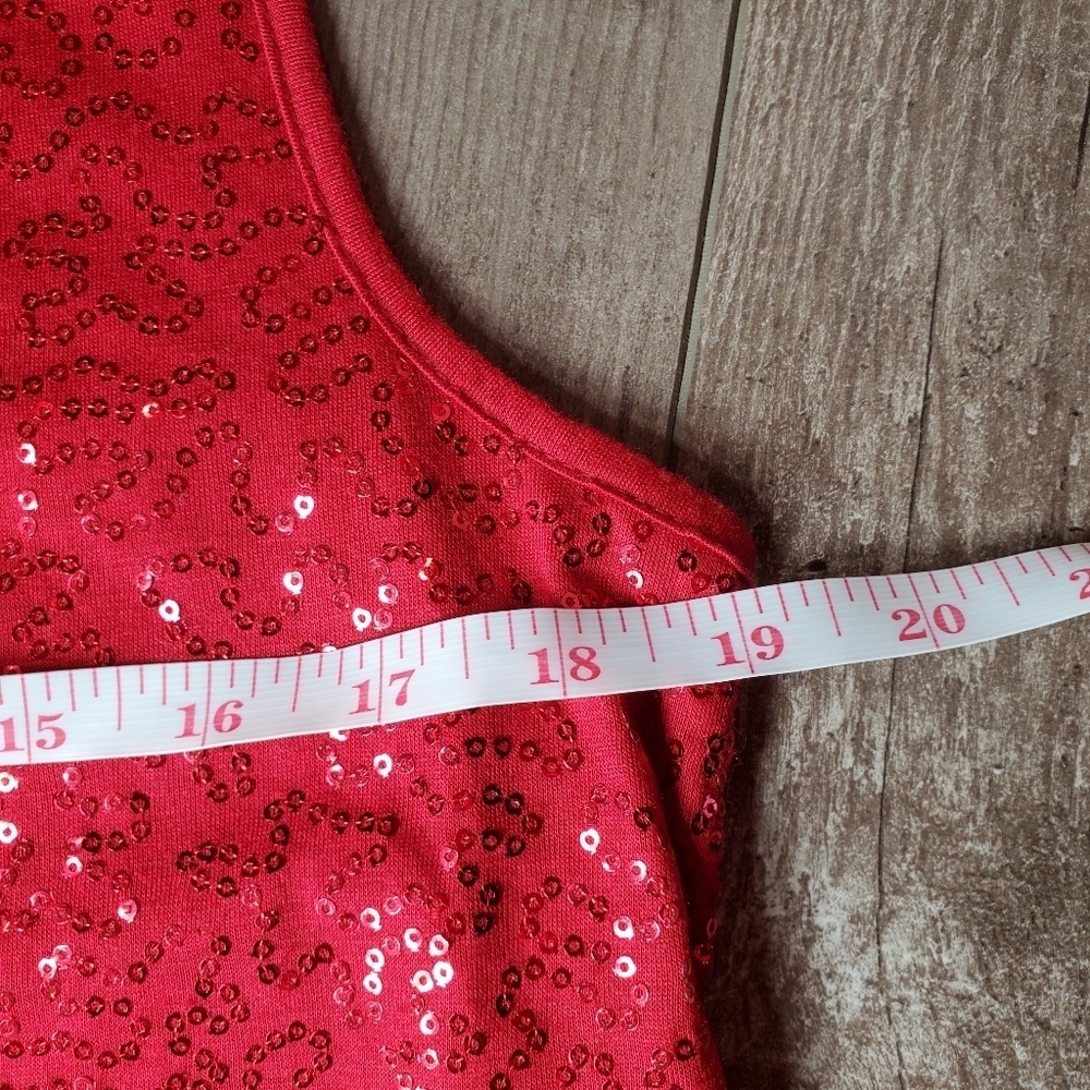 NWT Cato Size Large Women's Red Sequin Fully Lined Tank Top - Picture 7 of 13